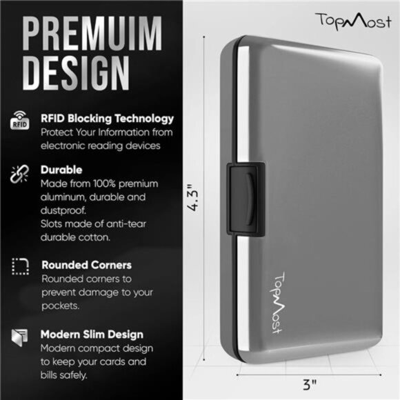 RFID-Blocking Aluminum Wallet Credit Cards Holder for men & women - Picture 2 of 7